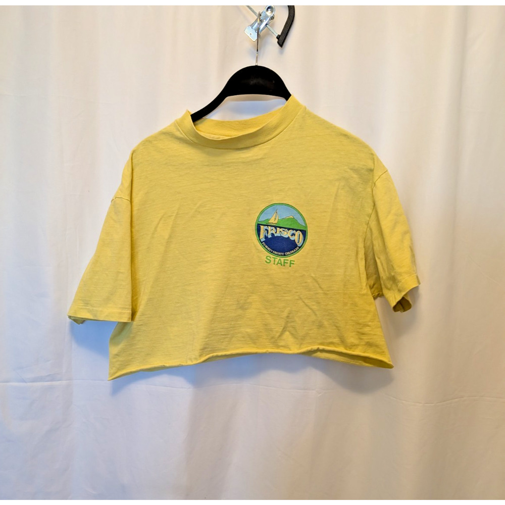 VTG L CROP Hanes Frisco, CO Grateful Dead Bears Graphic Tee Yellow S Stitch RARE